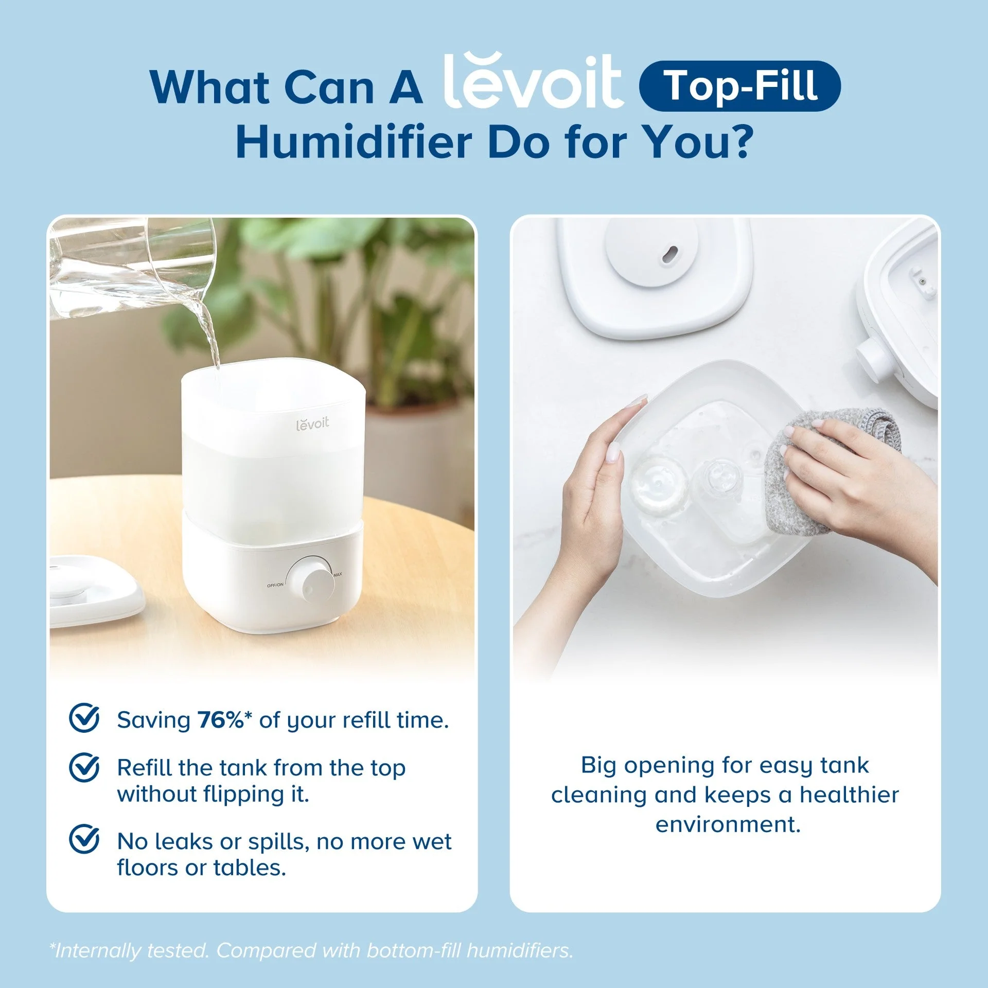 LEVOIT Classic 160 2.5L Top Fill Ultrasonic Humidifiers for Bedroom - Image 3